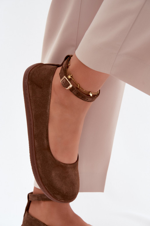 bailarinas BarefootActivadoturalnego de gamuzau Zazoo 020 color marrón