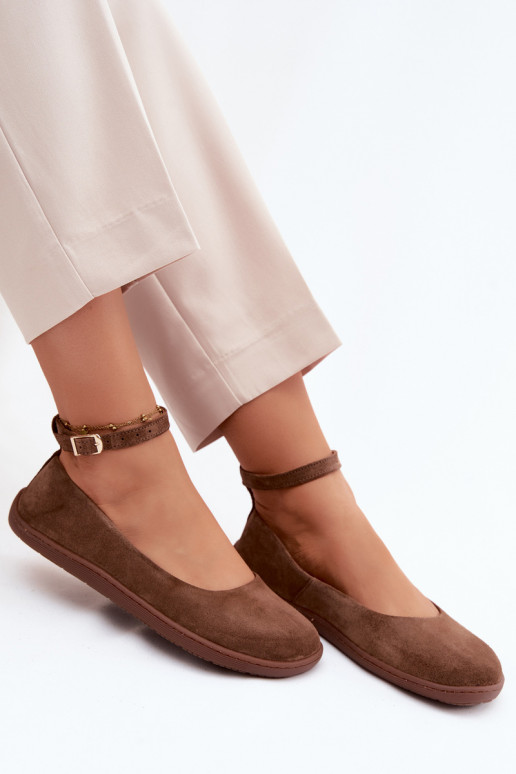 bailarinas BarefootActivadoturalnego de gamuzau Zazoo 020 color marrón