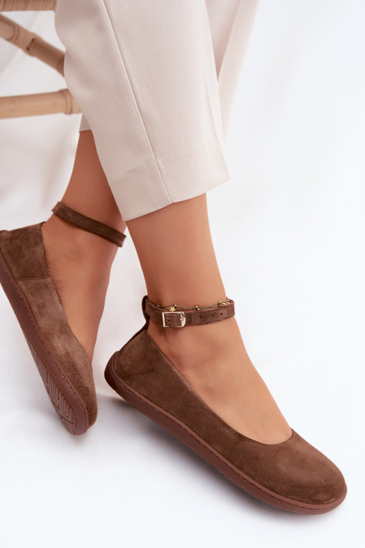 bailarinas BarefootActivadoturalnego de gamuzau Zazoo 020 color marrón