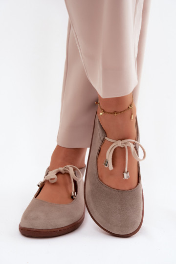 Bailarinas barefoot de ante con tiras Zazoo 021, color cappuccino 2