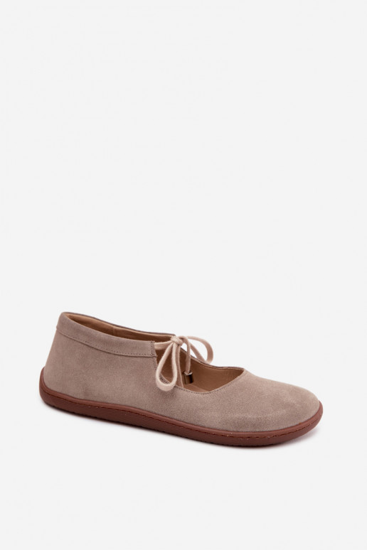Bailarinas barefoot de ante con tiras Zazoo 021, color cappuccino