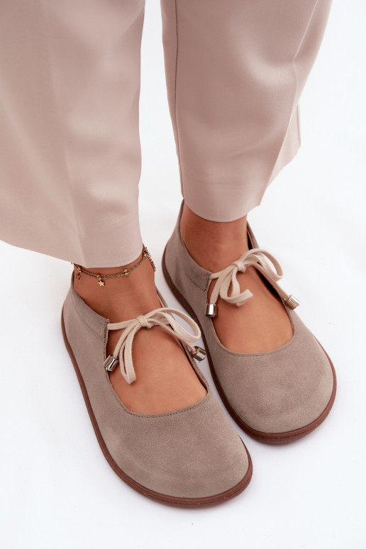 Bailarinas barefoot de ante con tiras Zazoo 021, color cappuccino