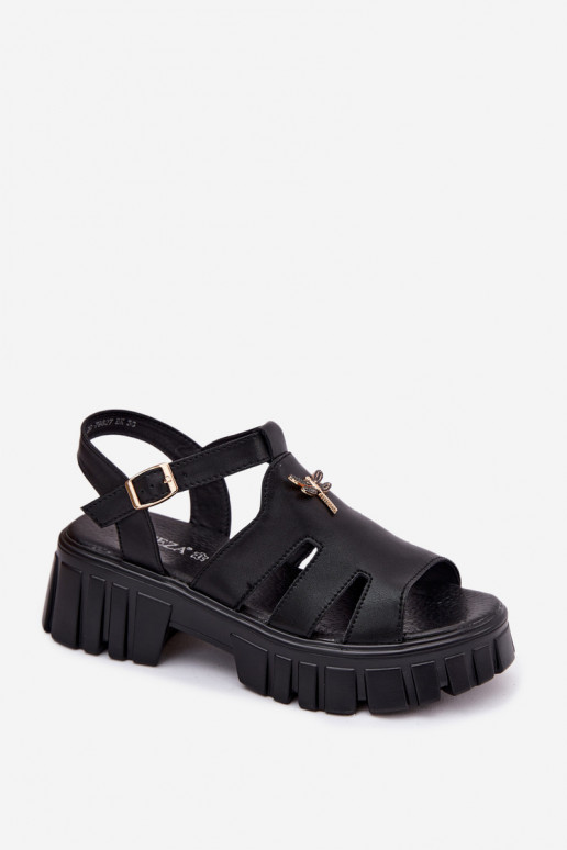 Sandalias de mujer Femenino con una plataformaENażką Vinceza 79627 de color negro