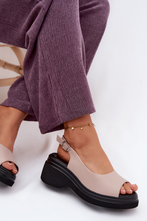 Piel Sandalias plataforma Vinceza 66936 beige