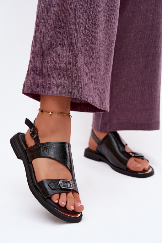 Sandalias de mujer Femenino con tacones anchos Vinceza 86434 de color negro