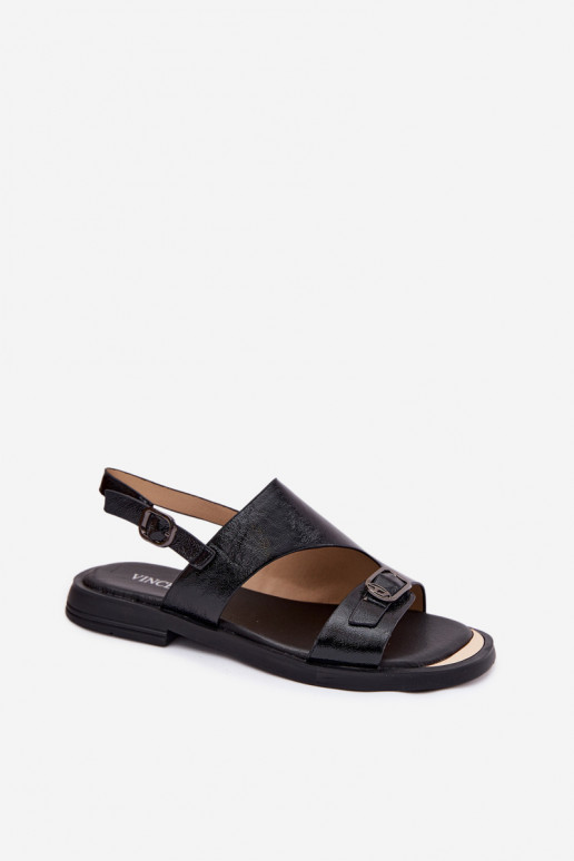Sandalias negras para mujer con tacón ancho Vinceza 86434