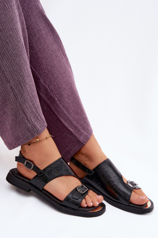 Sandalias de mujer Femenino con tacones anchos Vinceza 86434 de color negro