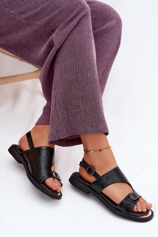Sandalias negras para mujer con tacón ancho Vinceza 86434