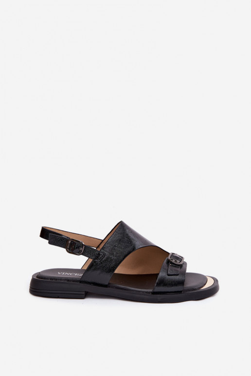 Sandalias negras para mujer con tacón ancho Vinceza 86434
