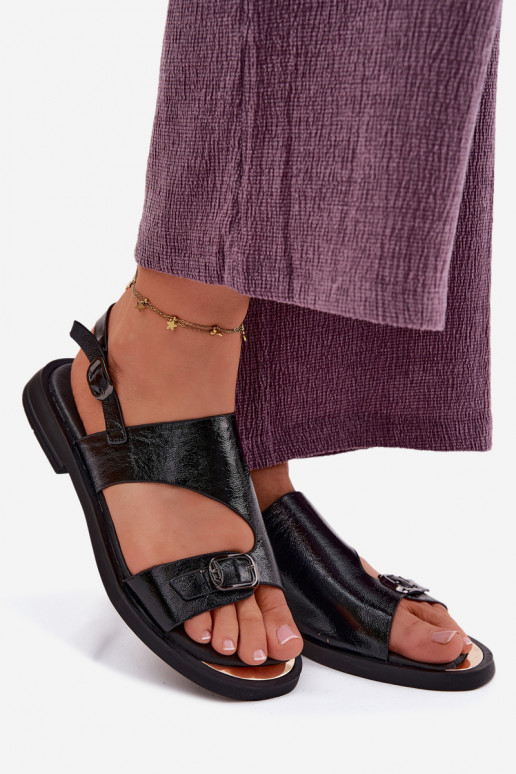Sandalias negras para mujer con tacón ancho Vinceza 86434
