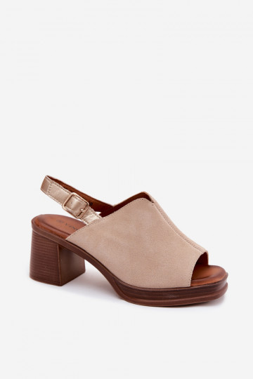 Zapatos de tacón elegantes de cuero Vinceza 39995, color arena 2