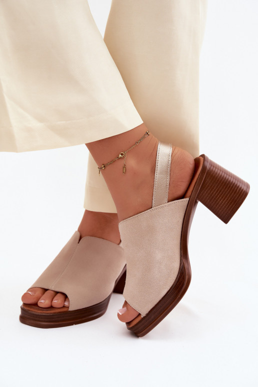 Zapatos de tacón elegantes de cuero Vinceza 39995, color arena