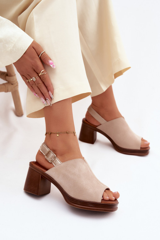 Zapatos de tacón elegantes de cuero Vinceza 39995, color arena
