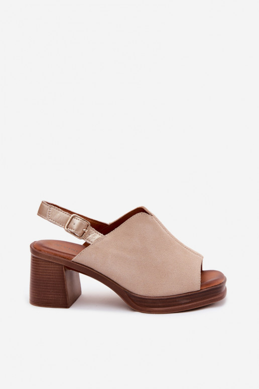 Zapatos de tacón elegantes de cuero Vinceza 39995, color arena