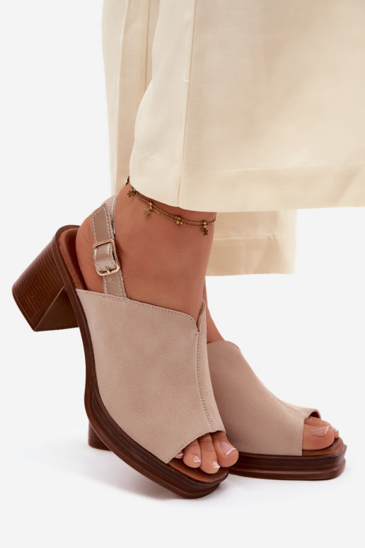 Zapatos de tacón elegantes de cuero Vinceza 39995, color arena