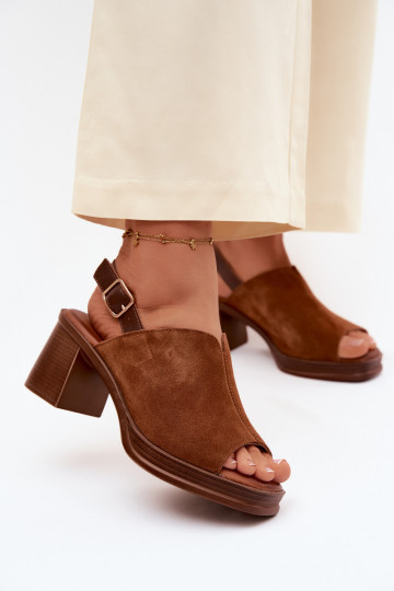 Zapatos de tacón elegantes de cuero marrón Vinceza 39995 2