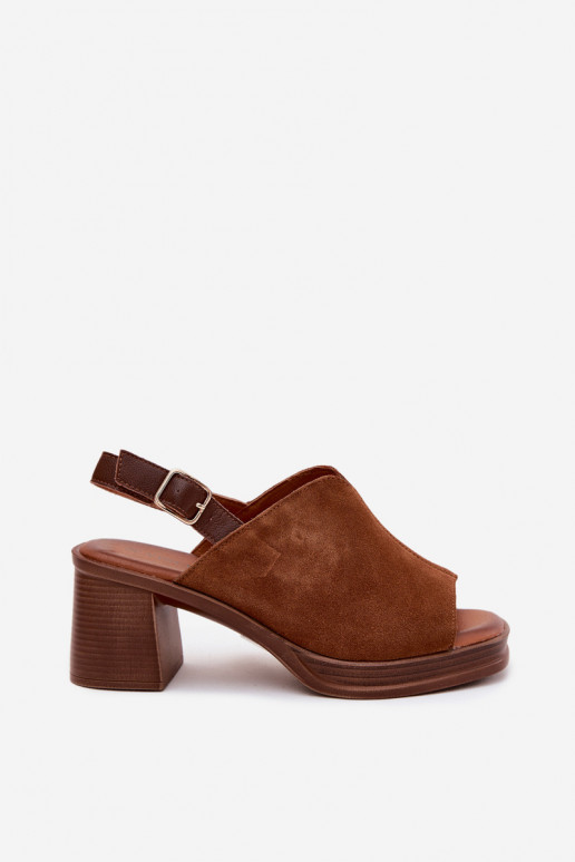 Zapatos de tacón elegantes de cuero marrón Vinceza 39995