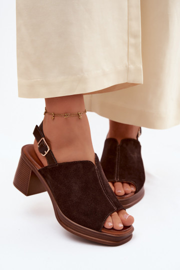Zapatos de tacón elegantes de cuero marrón oscuro Vinceza 39995