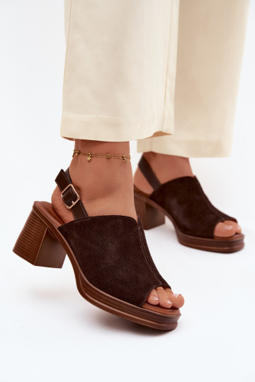 Zapatos de tacón elegantes de cuero marrón oscuro Vinceza 39995 2
