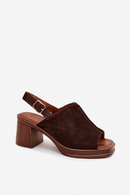 Zapatos de tacón elegantes de cuero marrón oscuro Vinceza 39995