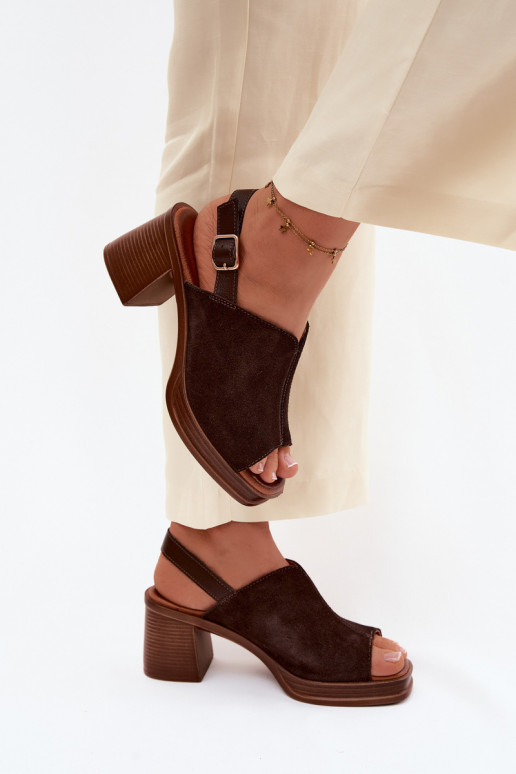 Zapatos de tacón elegantes de cuero marrón oscuro Vinceza 39995