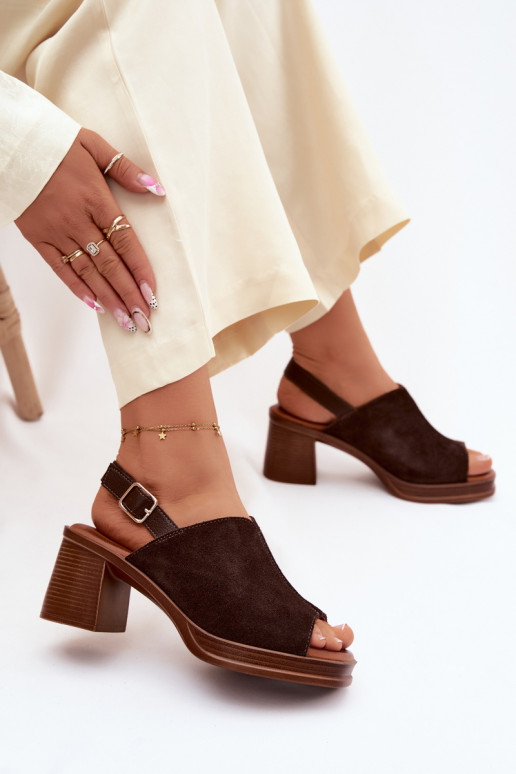 Piel Tacones elegantes de ante Registro Vinceza 39995 CzekoladoAe