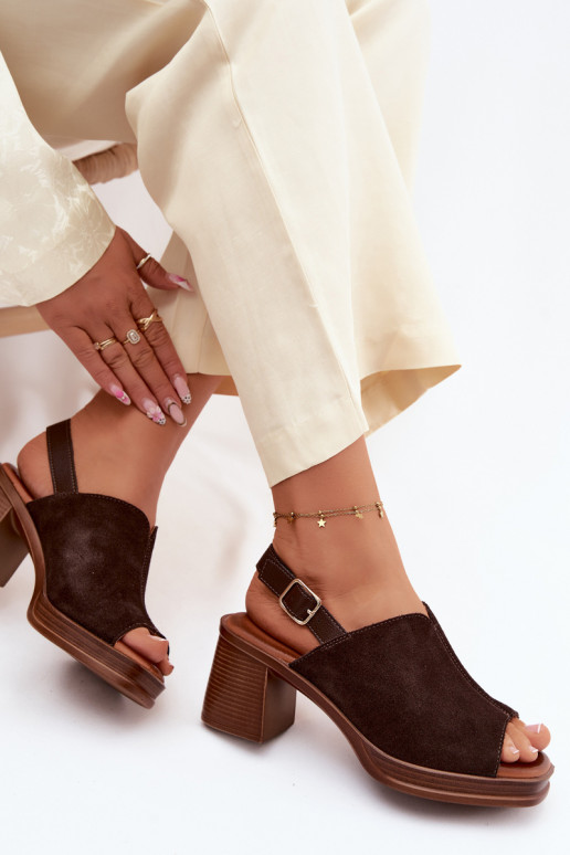 Piel Tacones elegantes de ante Registro Vinceza 39995 CzekoladoAe