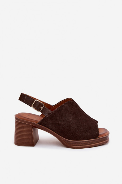 Zapatos de tacón elegantes de cuero marrón oscuro Vinceza 39995