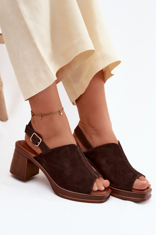 Zapatos de tacón elegantes de cuero marrón oscuro Vinceza 39995