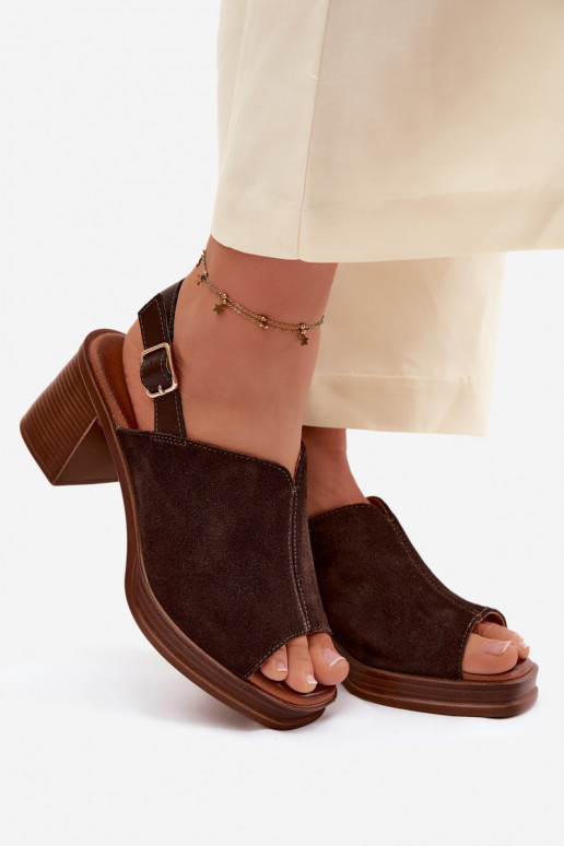 Zapatos de tacón elegantes de cuero marrón oscuro Vinceza 39995