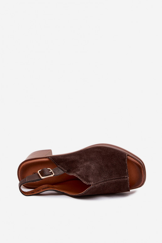 Zapatos de tacón elegantes de cuero marrón oscuro Vinceza 39995