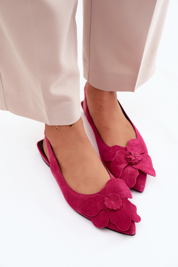sandalias Piel de gamuza con tacones anchos Con decoraciones Una flor Vinceza 66951 color rosa