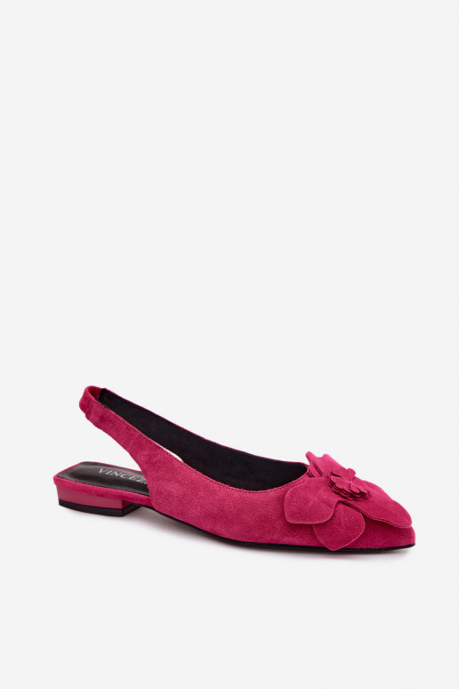 sandalias Piel de gamuza con tacones anchos Con decoraciones Una flor Vinceza 66951 color rosa