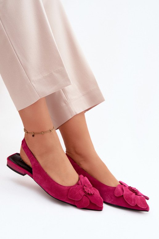 Sandalias de cuero rosas con plataforma, tacón ancho y flor Vinceza 66951