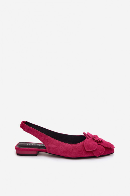 Sandalias de cuero rosas con plataforma, tacón ancho y flor Vinceza 66951