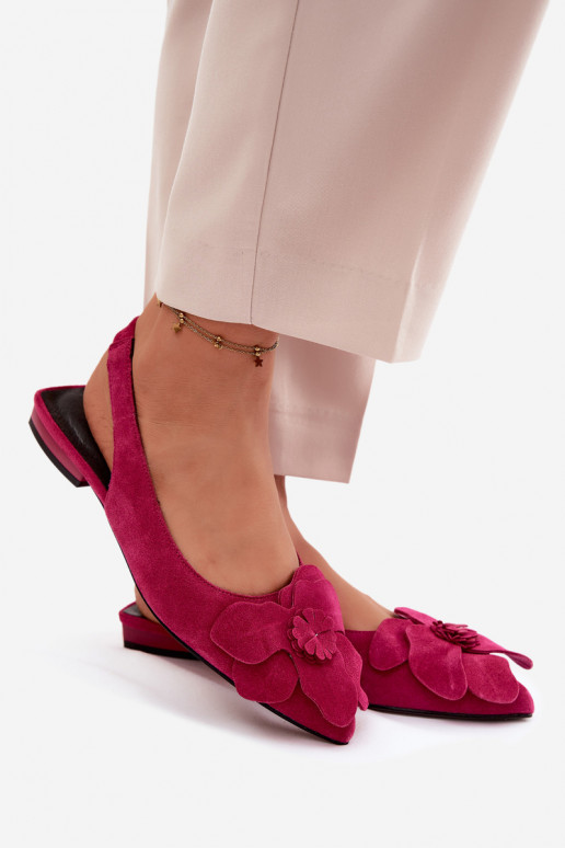 sandalias Piel de gamuza con tacones anchos Con decoraciones Una flor Vinceza 66951 color rosa