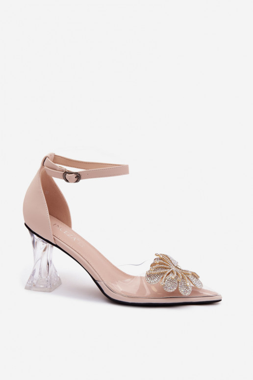 Zapatos de cuero con tacón y decoración brillante Vinceza 62295