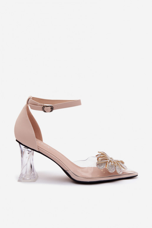 Zapatos de cuero con tacón y decoración brillante Vinceza 62295