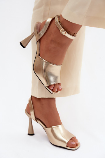 Sandalias de tacón doradas para mujer Vinceza 62297