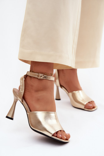 Sandalias de tacón doradas para mujer Vinceza 62297 2