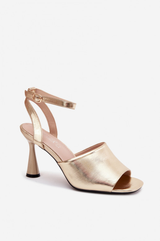 Sandalias de tacón doradas para mujer Vinceza 62297