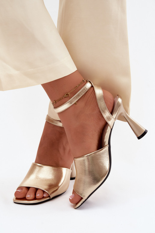 Sandalias de tacón doradas para mujer Vinceza 62297