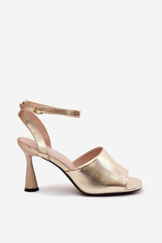 Sandalias de tacón doradas para mujer Vinceza 62297
