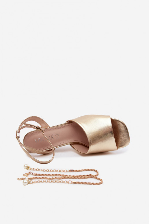 Sandalias de tacón doradas para mujer Vinceza 62297