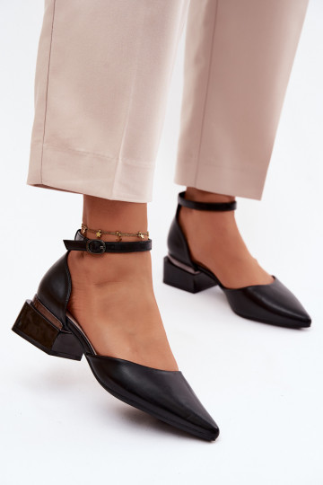 Zapatos negros con tacón y correa Vinceza 62278