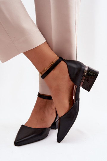 Zapatos negros con tacón y correa Vinceza 62278 2