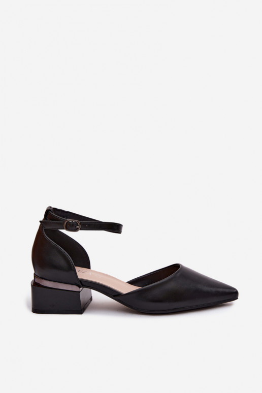 Zapatos negros con tacón y correa Vinceza 62278