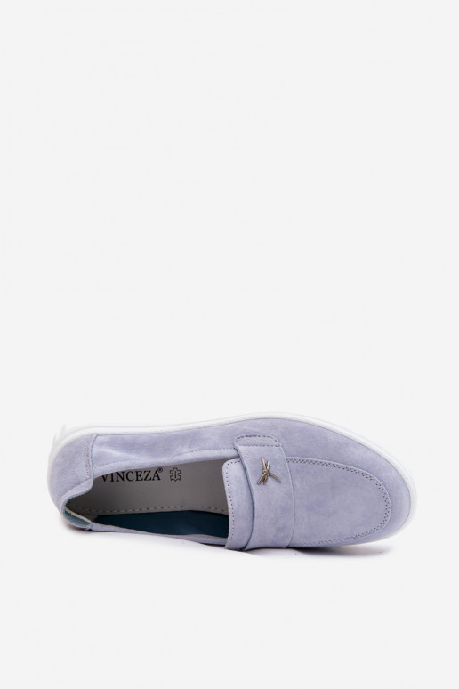 Zapatos slip-on de plataforma de mujer en ante sintético Vinceza 93218 en azul