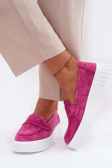 Zapatos slip-on de plataforma de mujer en ante sintético Vinceza 93218 en rosa