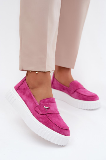 Zapatos slip-on de plataforma de mujer en ante sintético Vinceza 93218 en rosa 2